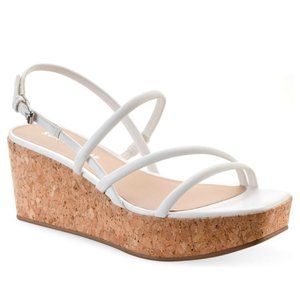 SUN STONE BELLA Women's White Platform Wedge Sandals